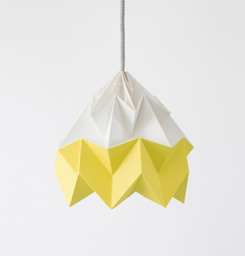 Moth paper origami lamp white / autumn yellow
