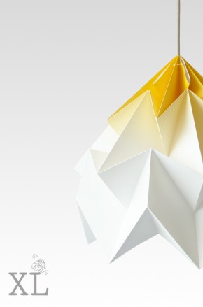 Moth XL paper origami lamp gradient yellow